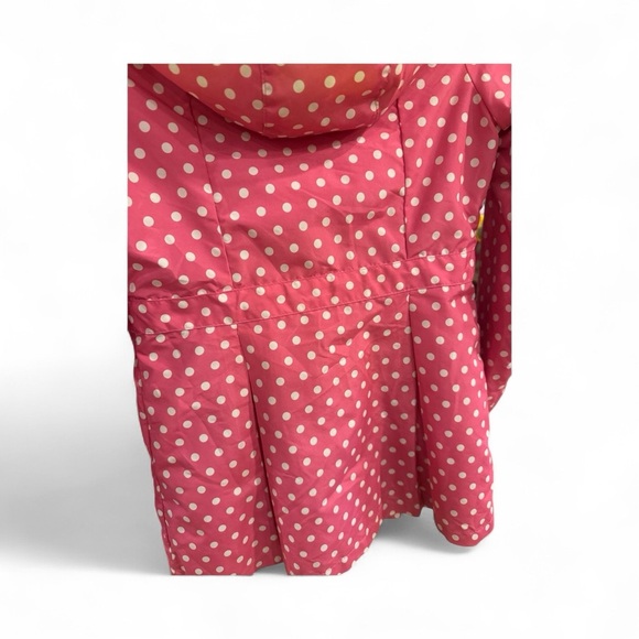 London Fog Pink Polka Dot Hooded Raincoat – Girls Size L (14–16) Barbiecore - Picture 6 of 15